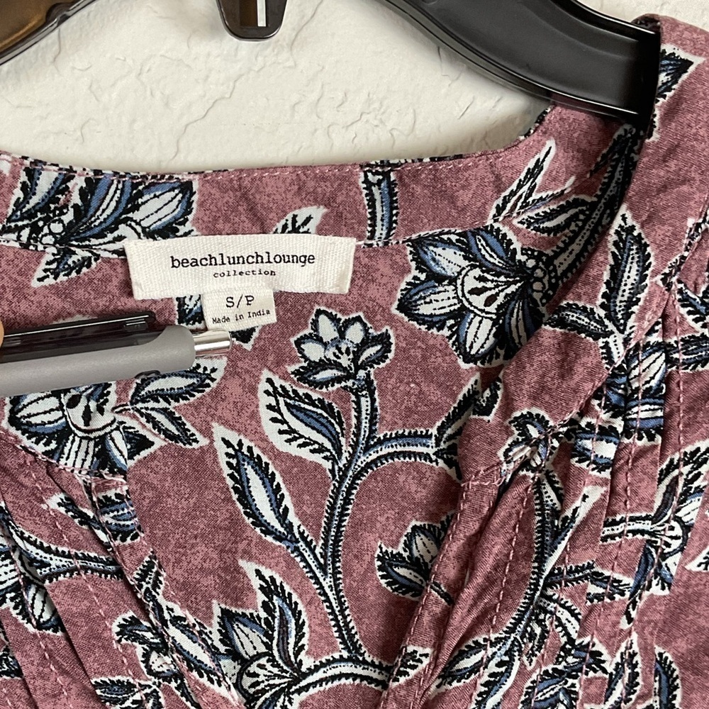 Women’s Beach Lunch Lounge Multicolor Split Neck Short Sleeve Button Blouse Sz S - Picture 5 of 6